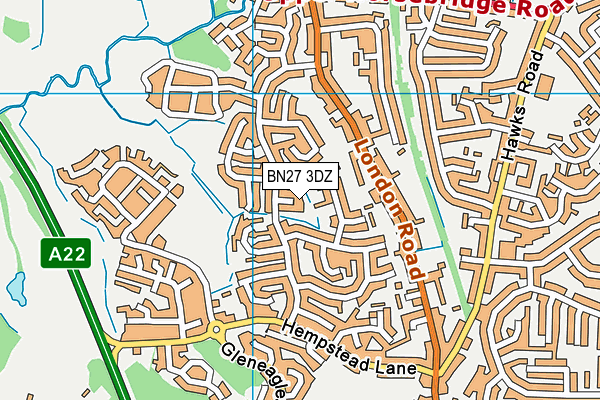 BN27 3DZ map - OS VectorMap District (Ordnance Survey)