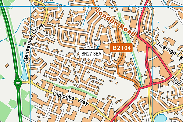 BN27 3EA map - OS VectorMap District (Ordnance Survey)