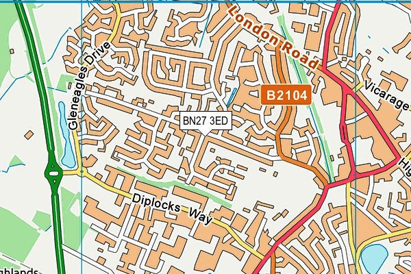 BN27 3ED map - OS VectorMap District (Ordnance Survey)