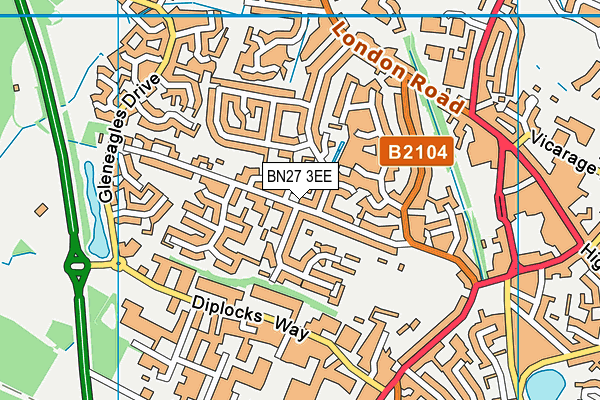 BN27 3EE map - OS VectorMap District (Ordnance Survey)