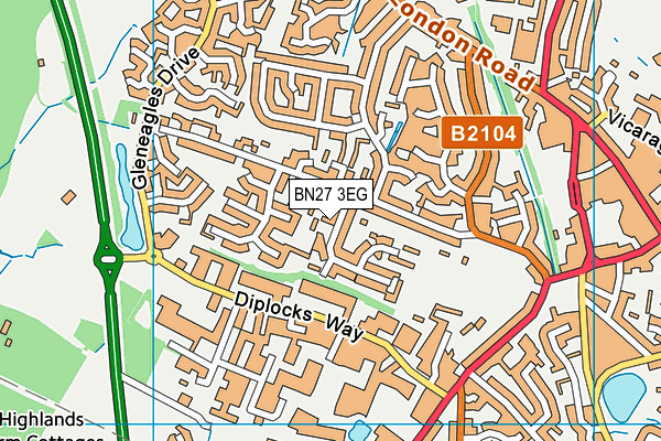 BN27 3EG map - OS VectorMap District (Ordnance Survey)
