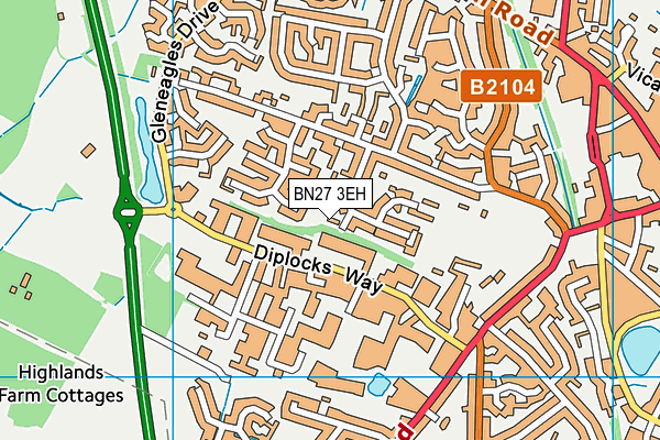 BN27 3EH map - OS VectorMap District (Ordnance Survey)