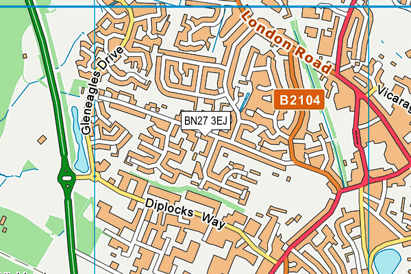 BN27 3EJ map - OS VectorMap District (Ordnance Survey)