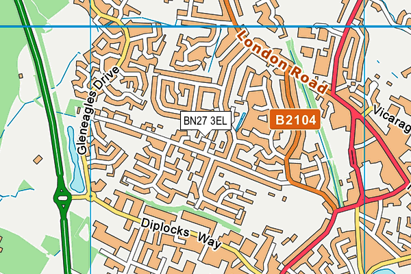 BN27 3EL map - OS VectorMap District (Ordnance Survey)