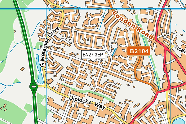 BN27 3EP map - OS VectorMap District (Ordnance Survey)