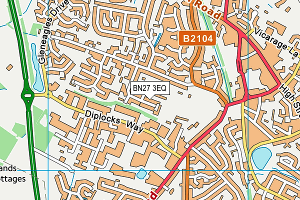 BN27 3EQ map - OS VectorMap District (Ordnance Survey)