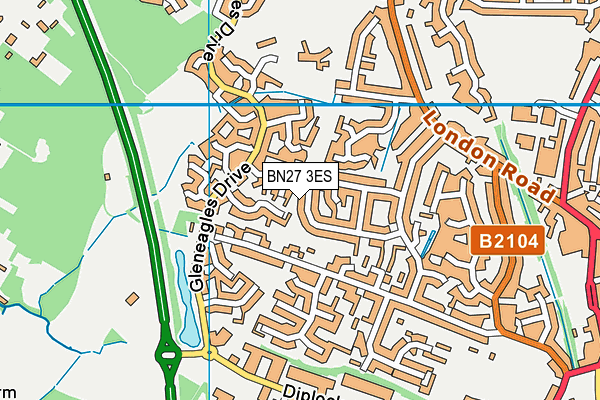 BN27 3ES map - OS VectorMap District (Ordnance Survey)