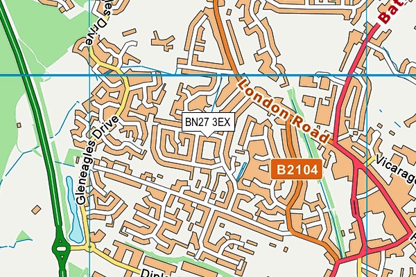 BN27 3EX map - OS VectorMap District (Ordnance Survey)