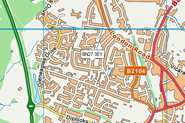 BN27 3EY map - OS VectorMap District (Ordnance Survey)