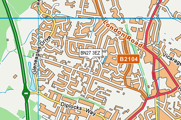 BN27 3EZ map - OS VectorMap District (Ordnance Survey)