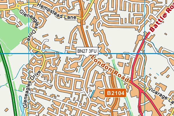 BN27 3FU map - OS VectorMap District (Ordnance Survey)