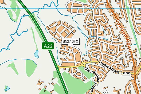 BN27 3FX map - OS VectorMap District (Ordnance Survey)