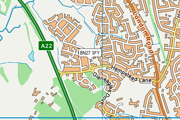 BN27 3FY map - OS VectorMap District (Ordnance Survey)