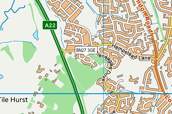 BN27 3GE map - OS VectorMap District (Ordnance Survey)