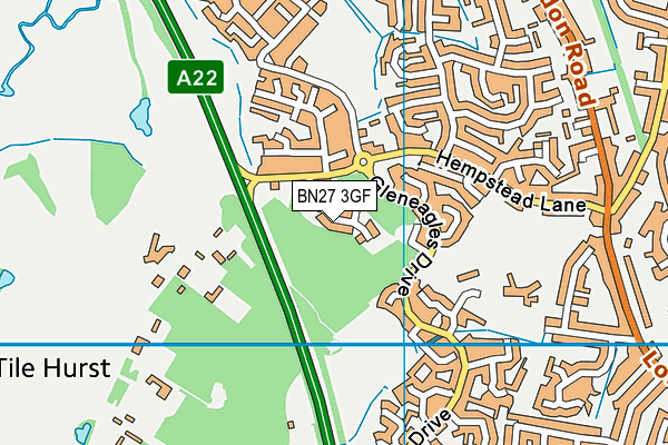 BN27 3GF map - OS VectorMap District (Ordnance Survey)