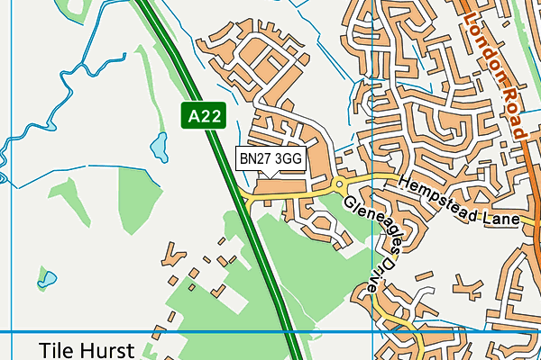 BN27 3GG map - OS VectorMap District (Ordnance Survey)
