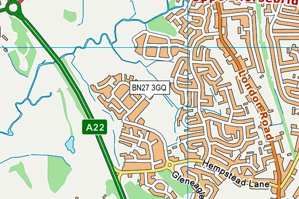 BN27 3GQ map - OS VectorMap District (Ordnance Survey)