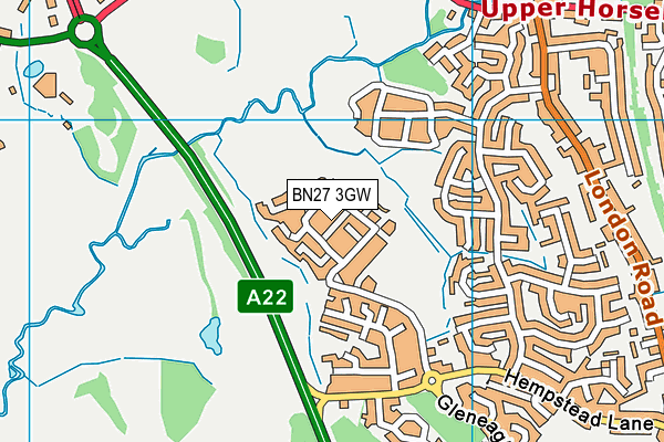 BN27 3GW map - OS VectorMap District (Ordnance Survey)