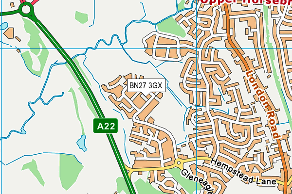 BN27 3GX map - OS VectorMap District (Ordnance Survey)