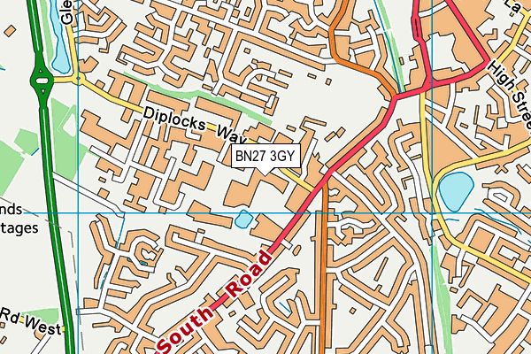 BN27 3GY map - OS VectorMap District (Ordnance Survey)