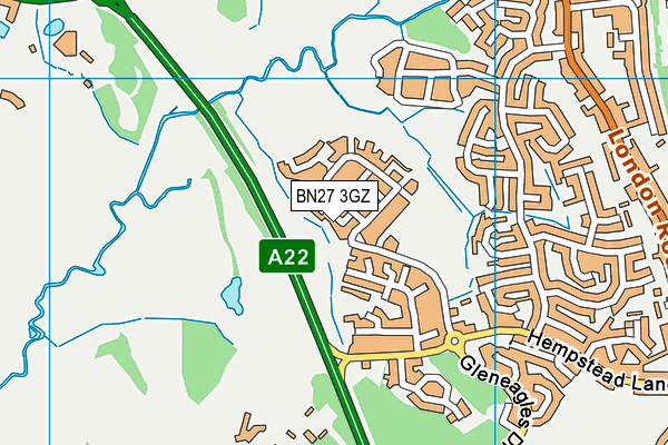 BN27 3GZ map - OS VectorMap District (Ordnance Survey)