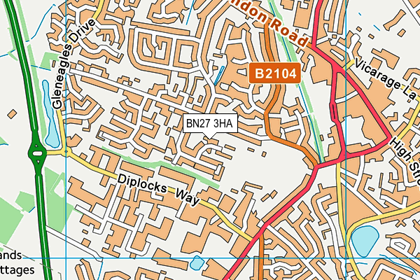 BN27 3HA map - OS VectorMap District (Ordnance Survey)