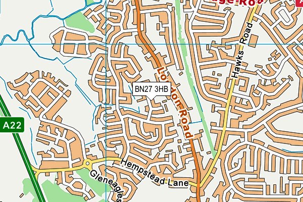 BN27 3HB map - OS VectorMap District (Ordnance Survey)