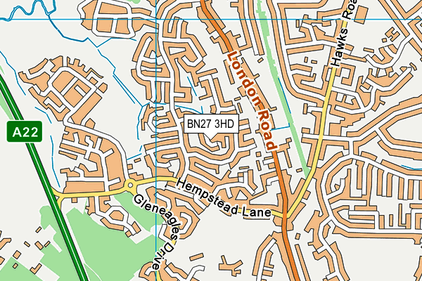 BN27 3HD map - OS VectorMap District (Ordnance Survey)