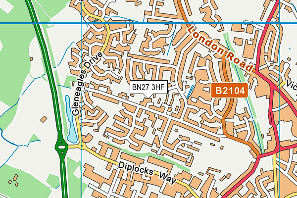 BN27 3HF map - OS VectorMap District (Ordnance Survey)