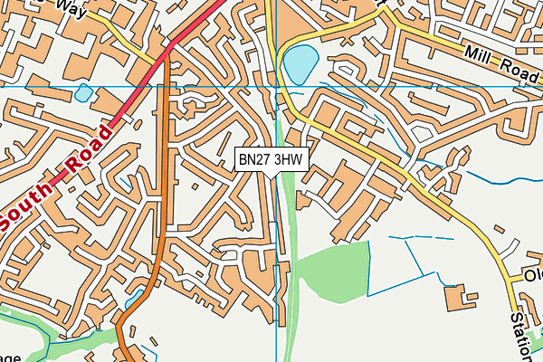 BN27 3HW map - OS VectorMap District (Ordnance Survey)