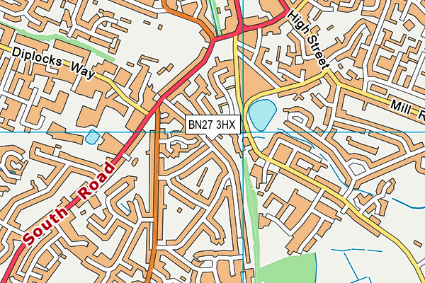 BN27 3HX map - OS VectorMap District (Ordnance Survey)