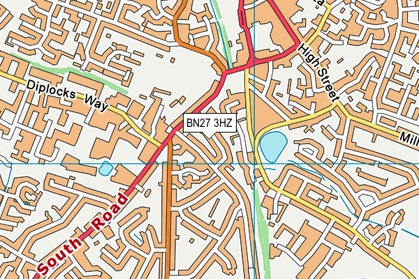 BN27 3HZ map - OS VectorMap District (Ordnance Survey)