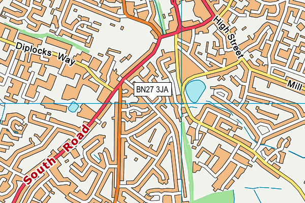BN27 3JA map - OS VectorMap District (Ordnance Survey)