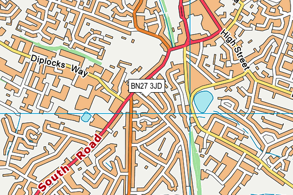 BN27 3JD map - OS VectorMap District (Ordnance Survey)