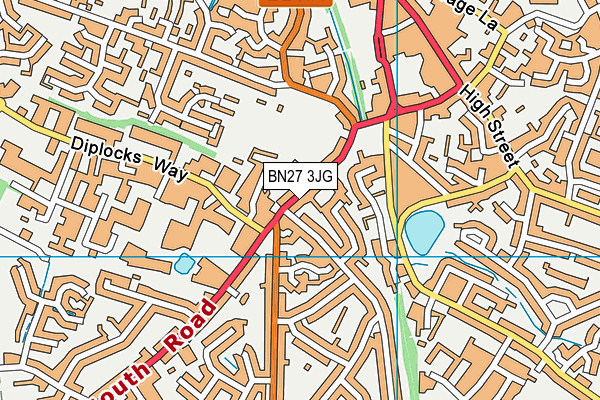 BN27 3JG map - OS VectorMap District (Ordnance Survey)