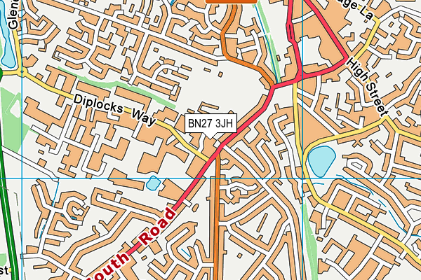 BN27 3JH map - OS VectorMap District (Ordnance Survey)