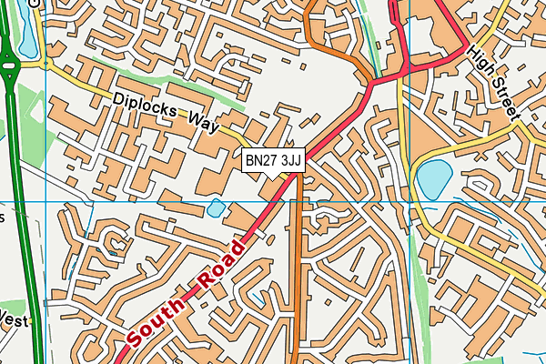 BN27 3JJ map - OS VectorMap District (Ordnance Survey)