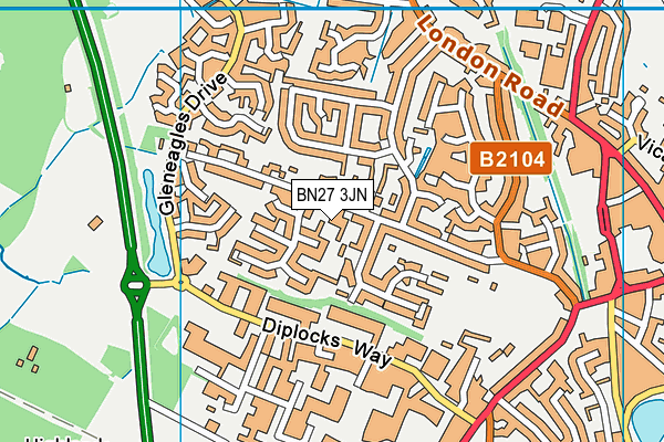 BN27 3JN map - OS VectorMap District (Ordnance Survey)