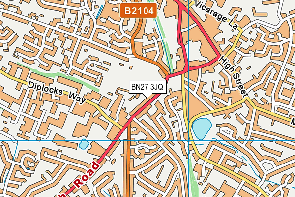 BN27 3JQ map - OS VectorMap District (Ordnance Survey)