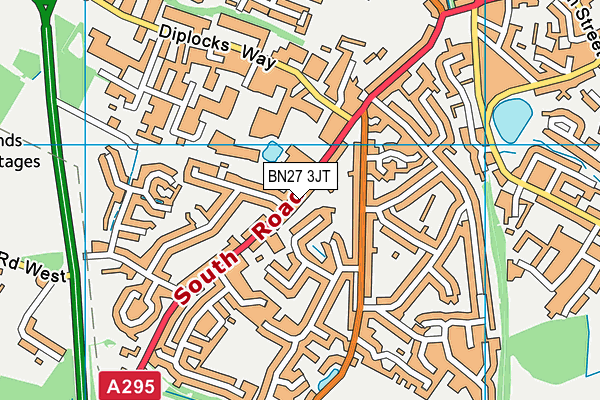 BN27 3JT map - OS VectorMap District (Ordnance Survey)