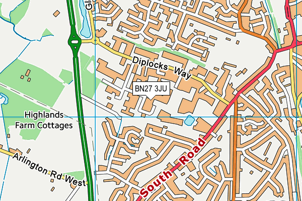 BN27 3JU map - OS VectorMap District (Ordnance Survey)