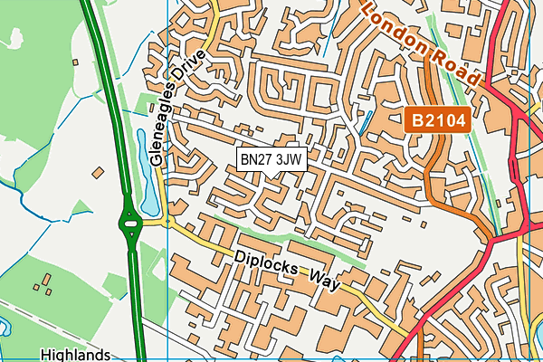 BN27 3JW map - OS VectorMap District (Ordnance Survey)