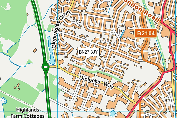 BN27 3JY map - OS VectorMap District (Ordnance Survey)