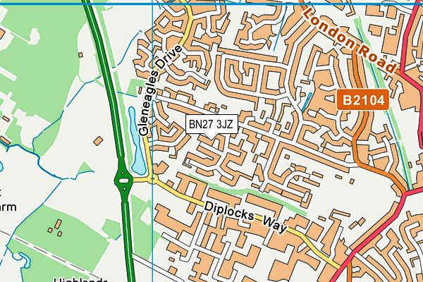 BN27 3JZ map - OS VectorMap District (Ordnance Survey)