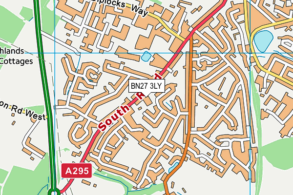 BN27 3LY map - OS VectorMap District (Ordnance Survey)