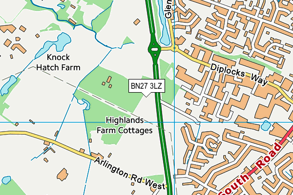 BN27 3LZ map - OS VectorMap District (Ordnance Survey)