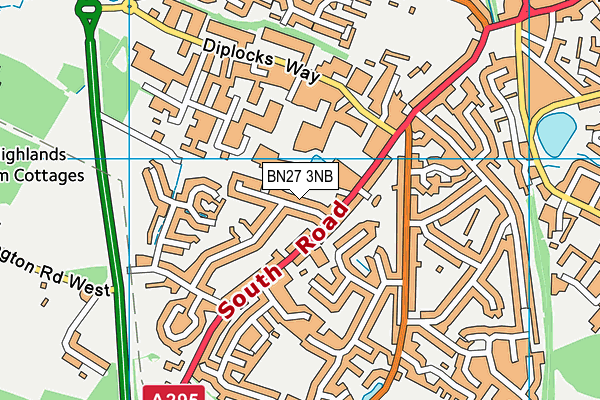 BN27 3NB map - OS VectorMap District (Ordnance Survey)