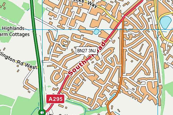 BN27 3NJ map - OS VectorMap District (Ordnance Survey)