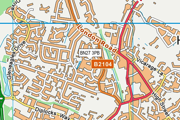 BN27 3PB map - OS VectorMap District (Ordnance Survey)