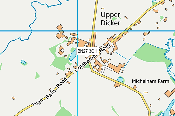 BN27 3QH map - OS VectorMap District (Ordnance Survey)
